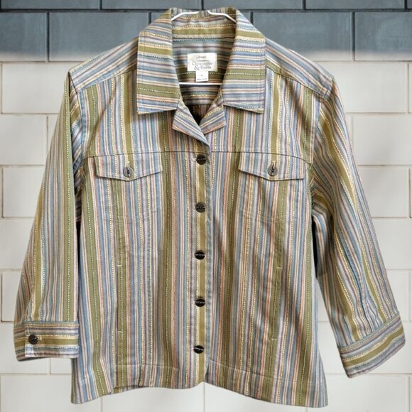 Christopher & Banks Jacket in Multi Color Stripes and Textures - Picture 2 of 10